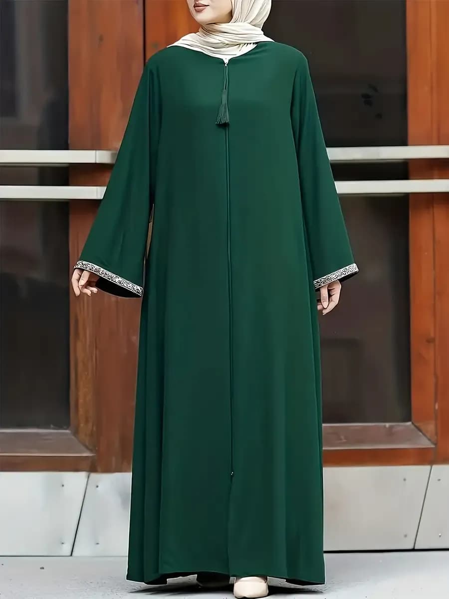 Kaftanjurk met lange mouwen en ritssluiting XL