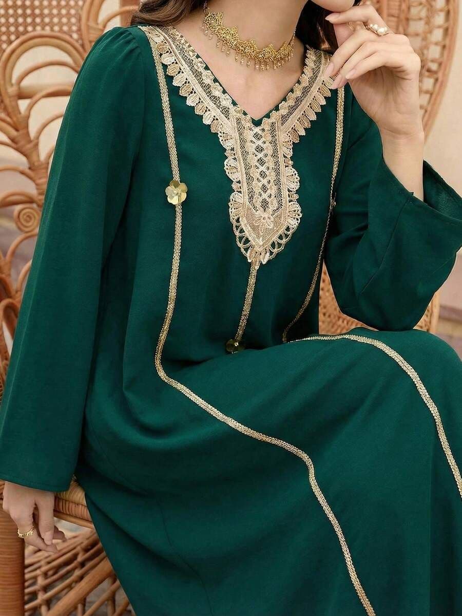 Elegante decor v-hals pofmouwen XL