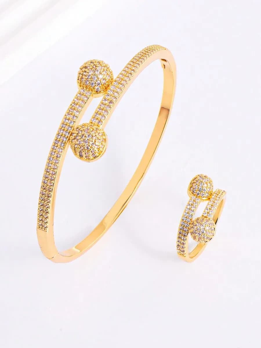 14k vergulde ring met armband