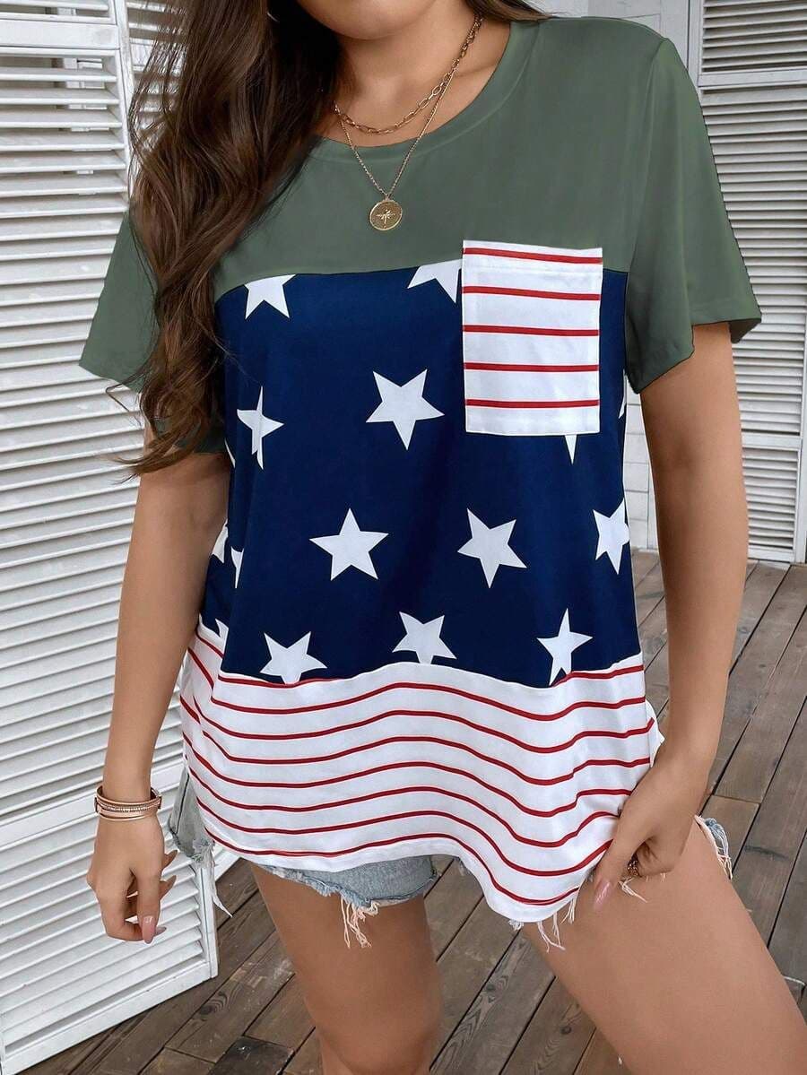 Shirt met gestreept en sterrenprint 2XL