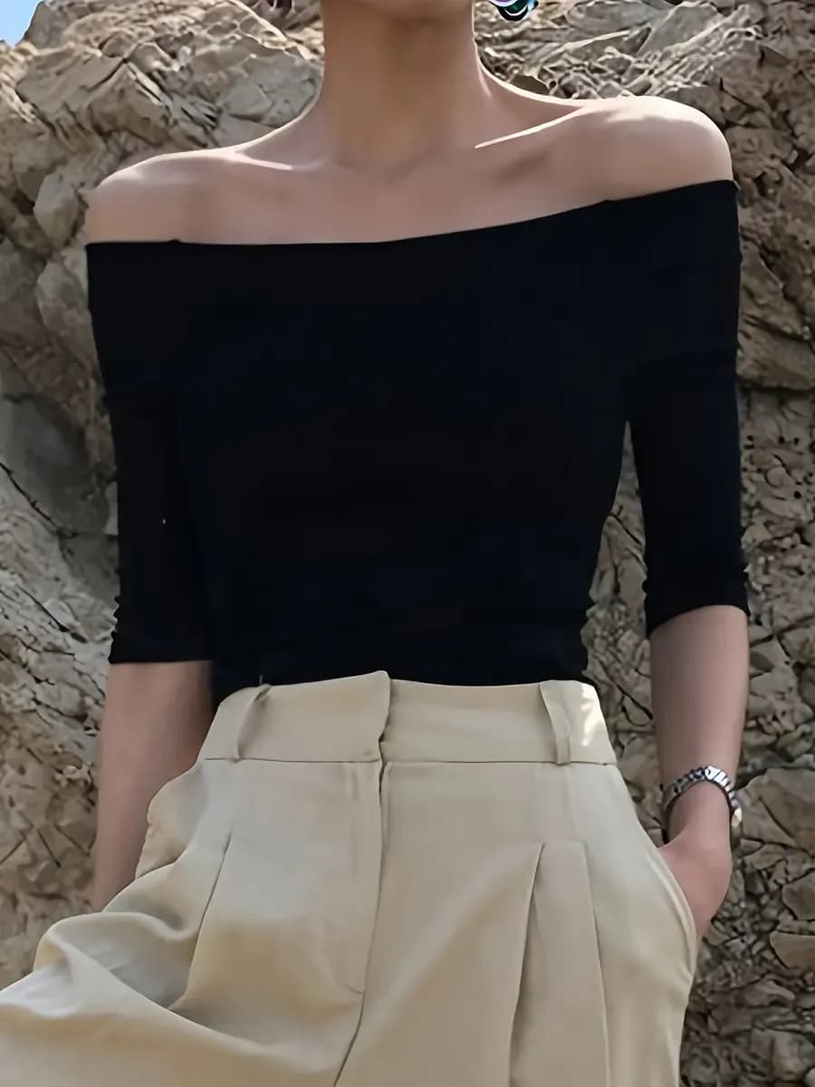 Off-shoulder-pasvorm XL