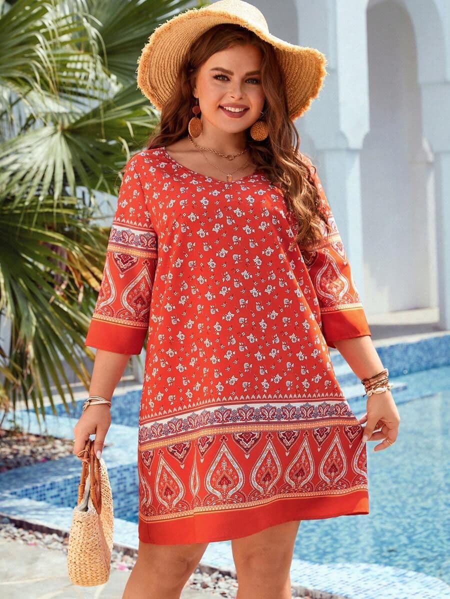 Tuniekjurk met bloemenprint 0XL