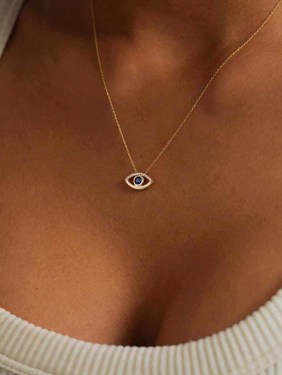 Modieuze boze oog zirkonia kristallen ketting