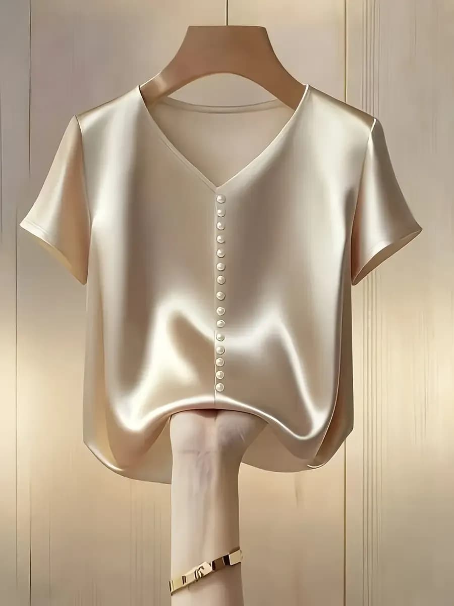 Elegante satijnen top met v-hals M
