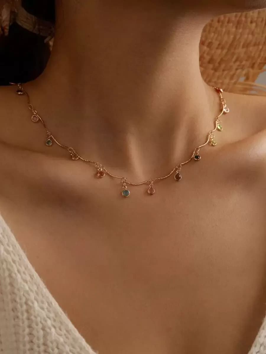Willekeurige kleur strass bedelketting