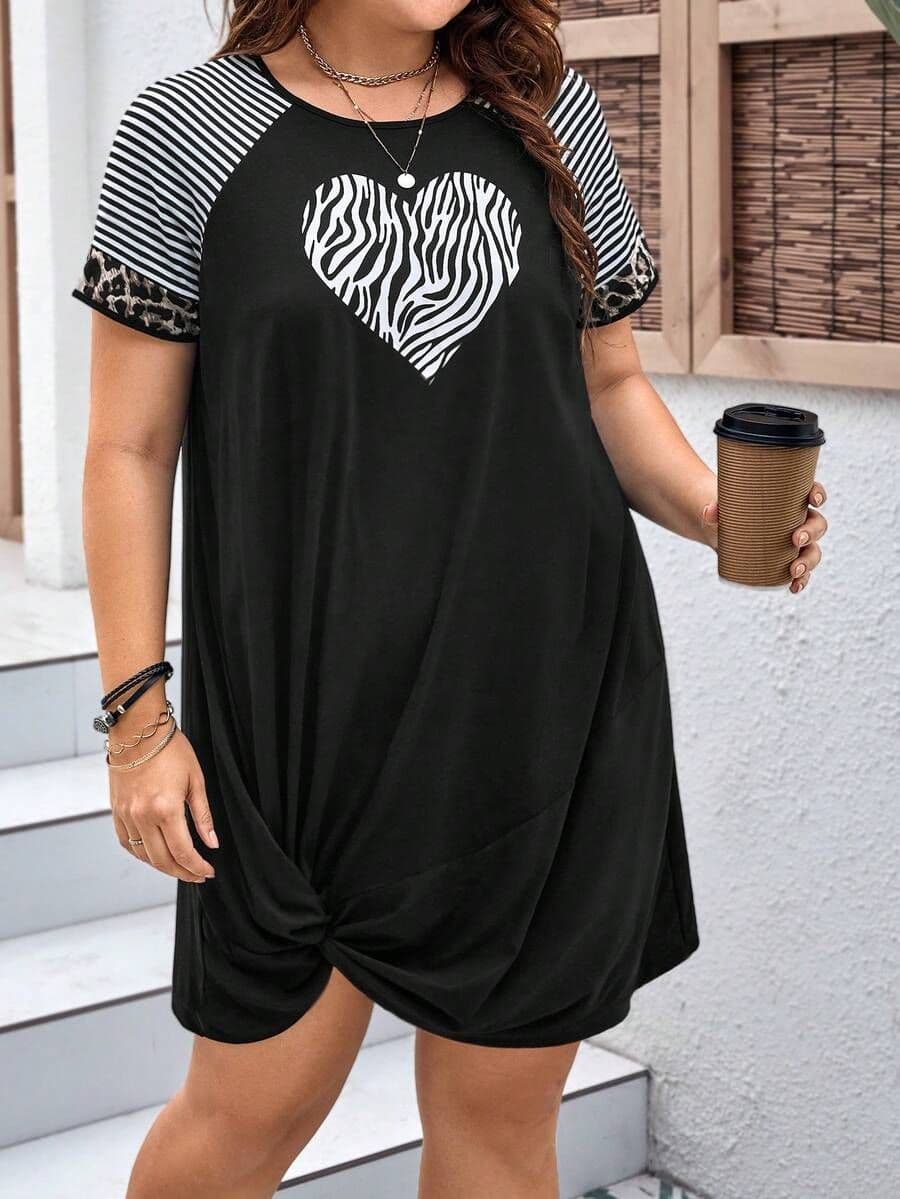 Lune plus t-shirt met raglanmouwen en gedraaide zoom