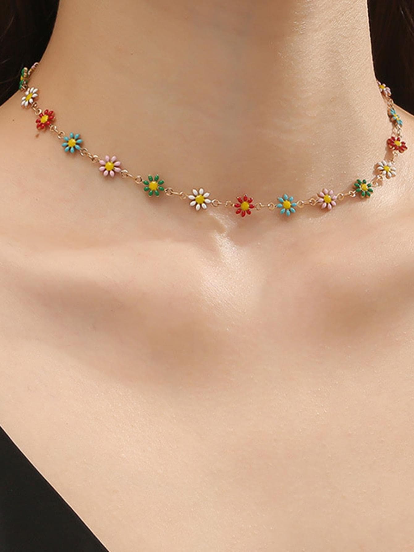 Gemengde kleur madeliefjesketting 