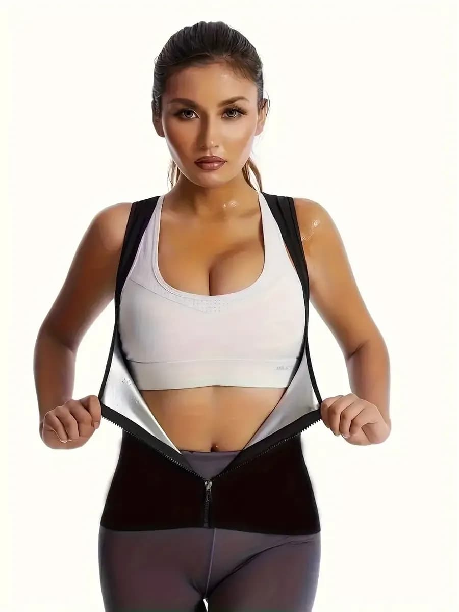 Damessauna-yogatanktop voor dames met ritssluitinG XXL