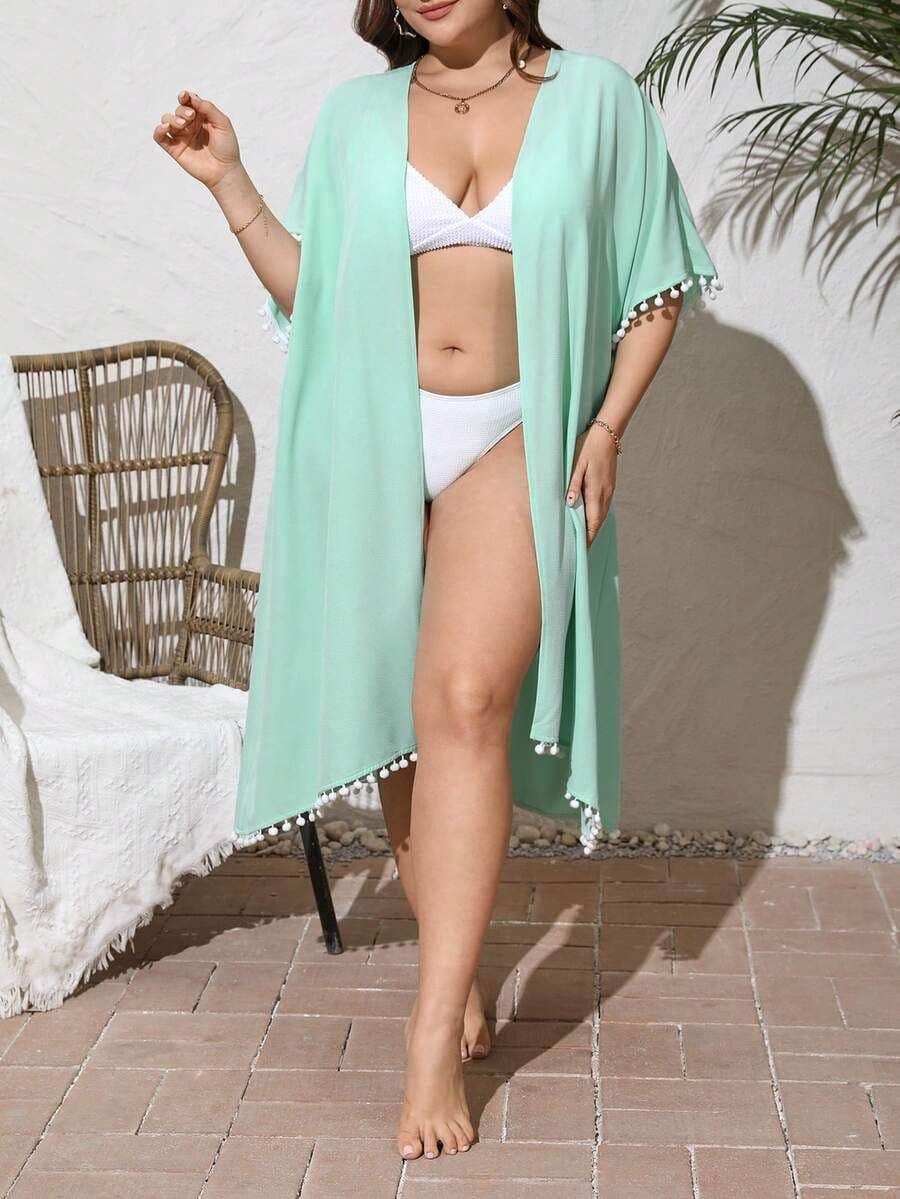Patchwork fur ball kimono 0XL
