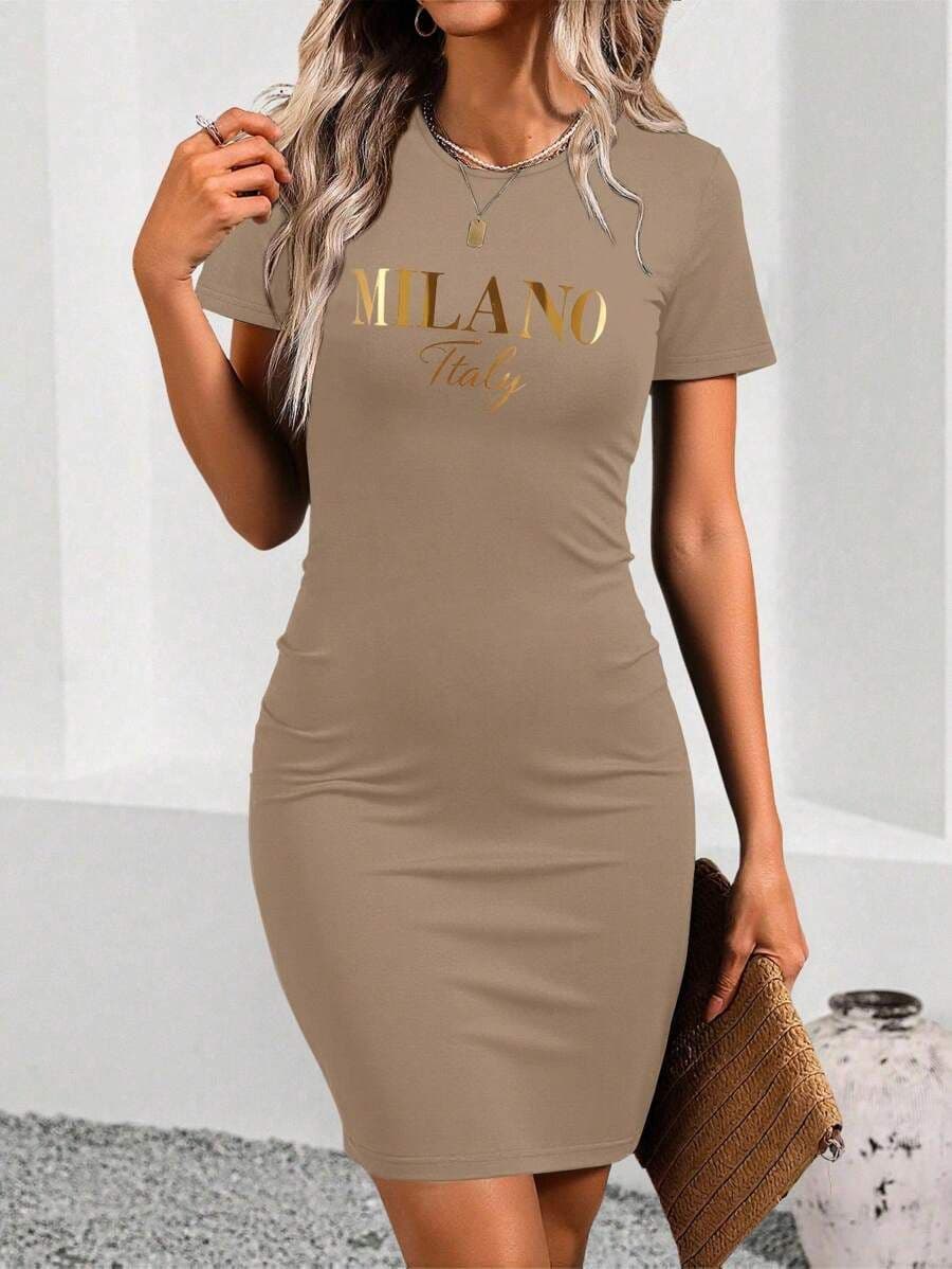 Jurk met letterprint  XL