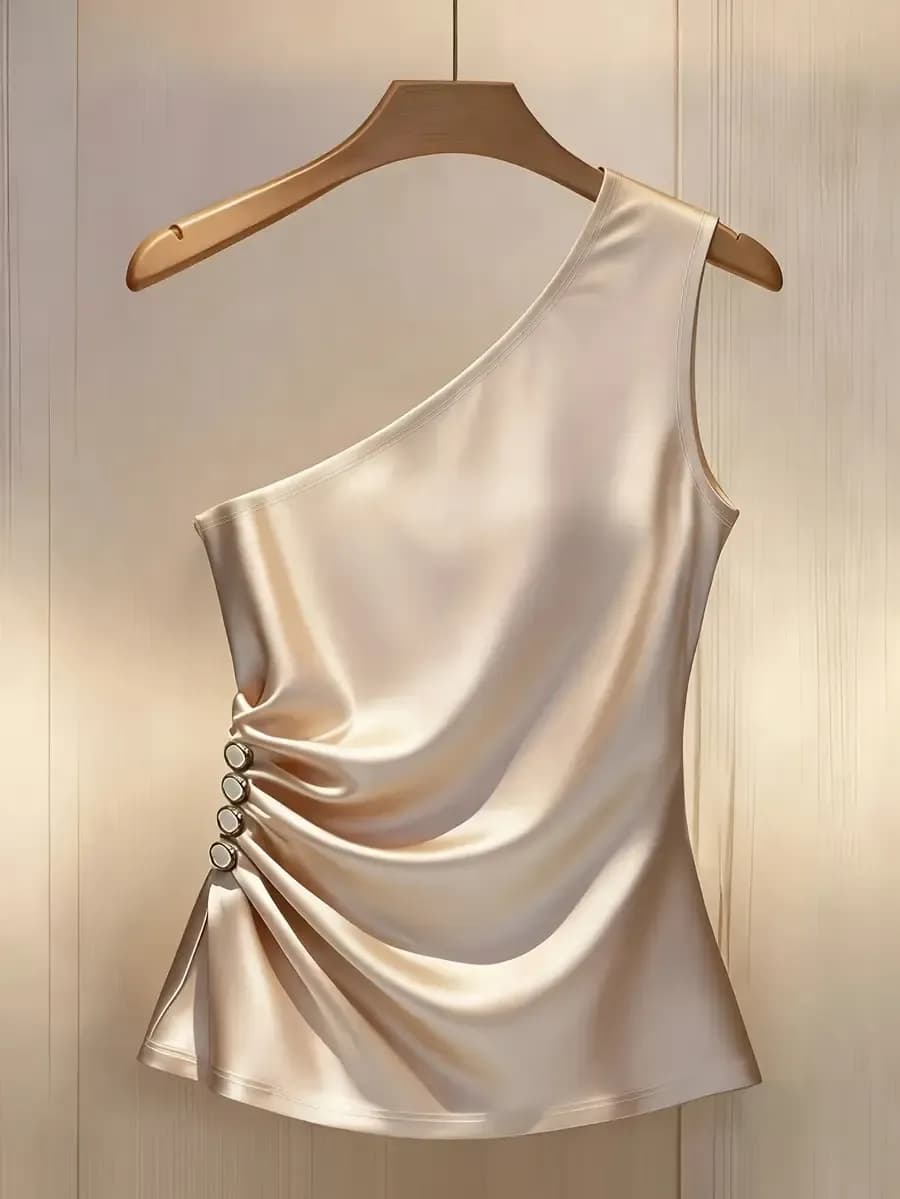 Off-shoulder top met ruches en knoopsluiting M *