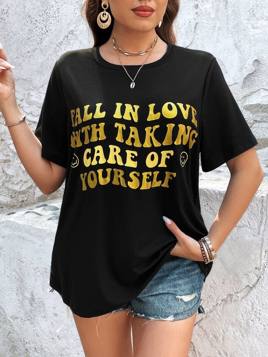 Lune plus slogan grafisch t-shirt