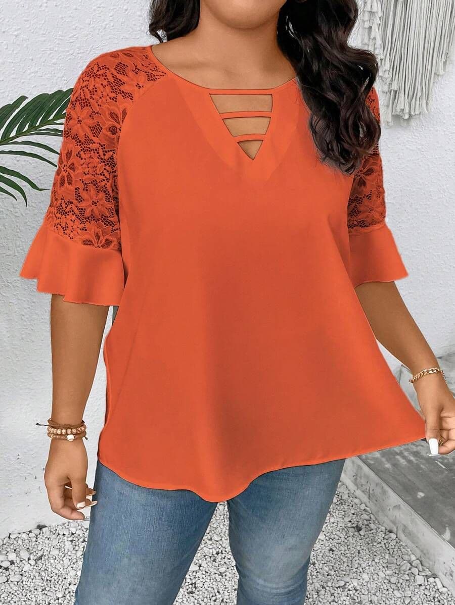 Kanten effen kleur ruches rand casual 0XL
